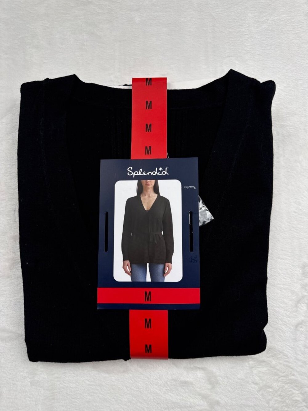 Splendid Womens Black Button-Front Cardigan With Belt Medium Viscose/Polyester B